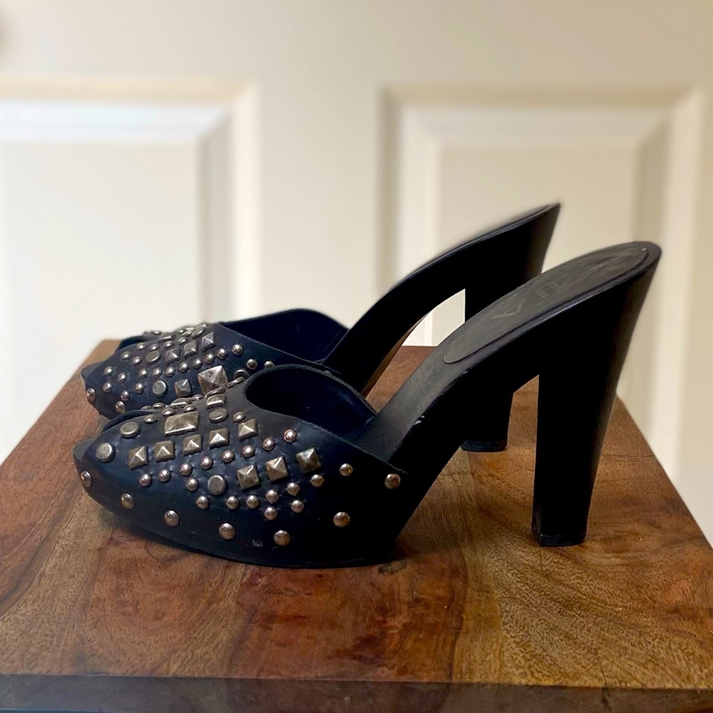 Platform Heels Mules Grunge Black